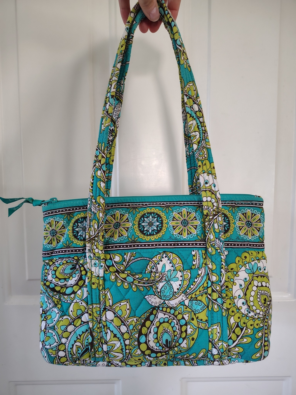 Vera Bradley Teal Green Floral Quilted Shoulder Bag